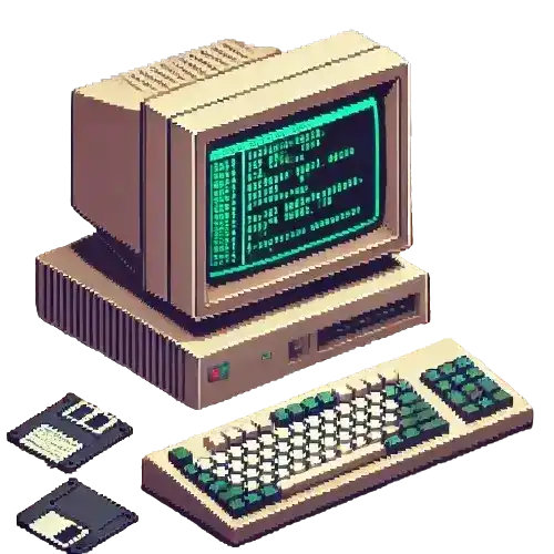 a pixel art style drawing of a restro computer